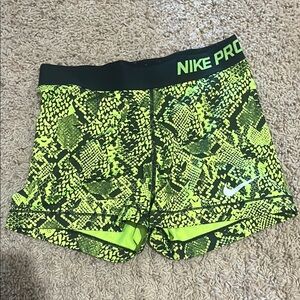 Nike Pro Neon Yellow Snake Print Shorts